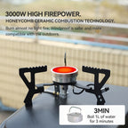 REDSUN FD3 Estufa de 3 Patas para Senderismo, Estufa de Gas Alpina Plegable, Estufa Portátil con Alta Resistencia al Viento, Encendido Piezoeléctrico, 10000BTU de Alta Potencia, Ideal para Exteriores, Camping, Senderismo y Picnic