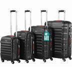 Conjunto PROVITERA de 4 Maletas Rígidas de ABS, Maleta Rígida S-M-L-XL con Asa Telescópica de Gel y 4 Ruedas de Rodadura Fácil, Trolley Ligero y Resistente al Viaje, Equipaje de Mano con Cerradura de Código, Mangos de Gel Ergonómicos, Ruedas Giratorias de