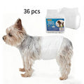Paquete de 36 pañales desechables para perros machos, ropa interior higiénica para mascotas, suaves, absorbentes, transpirables y cómodos, disponibles en varios tamaños, XS/S/M/L, blancos.