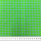 Tela Seersucker, 60% Algodón, 40% Poliéster Reciclado GRS, Camisería, Prendas Moda, Cuadros Vichy, verde Flúor