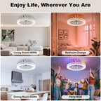 Ventilador de techo Ateroll con iluminación, diámetro 46 cm, ventilador de techo RGB con luz y control remoto, 6 niveles de viento, 3000 K - 6500 K, LED regulable, temporizador silencioso, luz de techo con ventilador para dormitorio, sala de estar