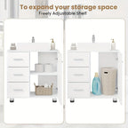 1pc Armario de Medicina, Tocador con 3 Cajones, Gabinete con 2 Compartimentos, Armario para Baño con Estante Ajustable, 60 x 60 x 30 cm, Blanco + Gris/Blanco/Blanco + Roble