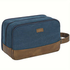 Neceser de Viaje de Lona con Asa Lateral para Hombre y Mujer, Organizador de Artículos de Aseo de Viaje, Bolsa de Afeitado con Bolsillo Separado para Artículos Secos y Húmedos para Viajes