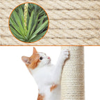 Costoffs Árbol para gatos de 107 cm con plataforma de observación, cueva para gatos, 5 postes de sisal, cueva de descanso, rascador y bola de felpa colgante, mueble para gatos