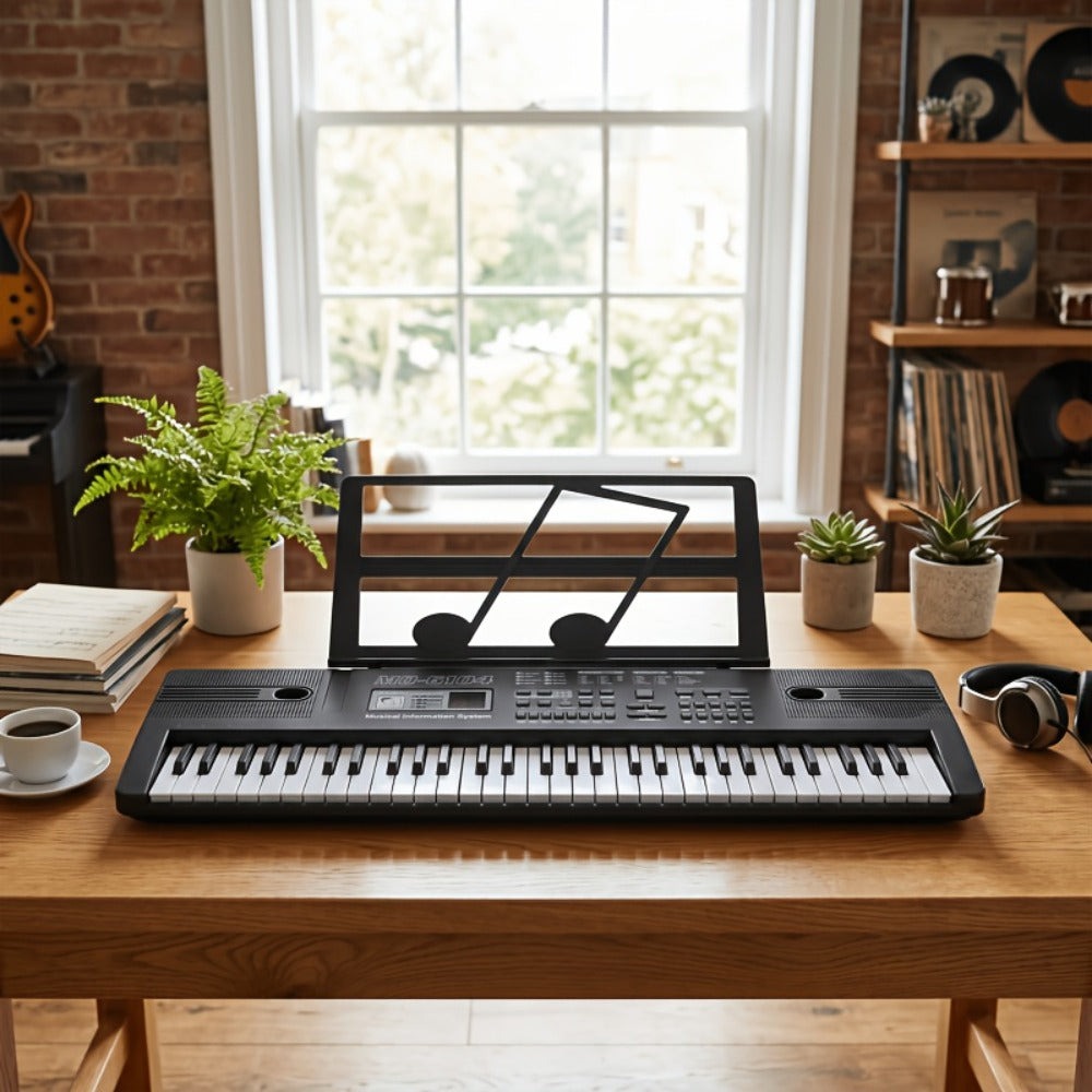 Piano electrónico de 61 teclas, piano ideal para principiantes, piano electrónico portátil, con 16 tonos, 8 efectos de sonido de percusión, 10 ritmos, 6 demostraciones, altavoces incorporados, sonido de alta calidad, es la mejor opción para entusiastas de