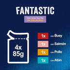 Paquete Ahorro Felix Fantastic Selecciones Favoritas en Gelatina de Pollo, Buey, Salmón y Atún