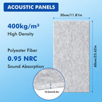 16 piezas de paneles acústicos autoadhesivos, paneles insonorizantes autoadhesivos, paneles insonorizantes para estudio de grabación, alta densidad 400 kg/m³, adecuados para estudios de grabación, bares, KTV, 60 cm x 30 cm x 0,9 cm
