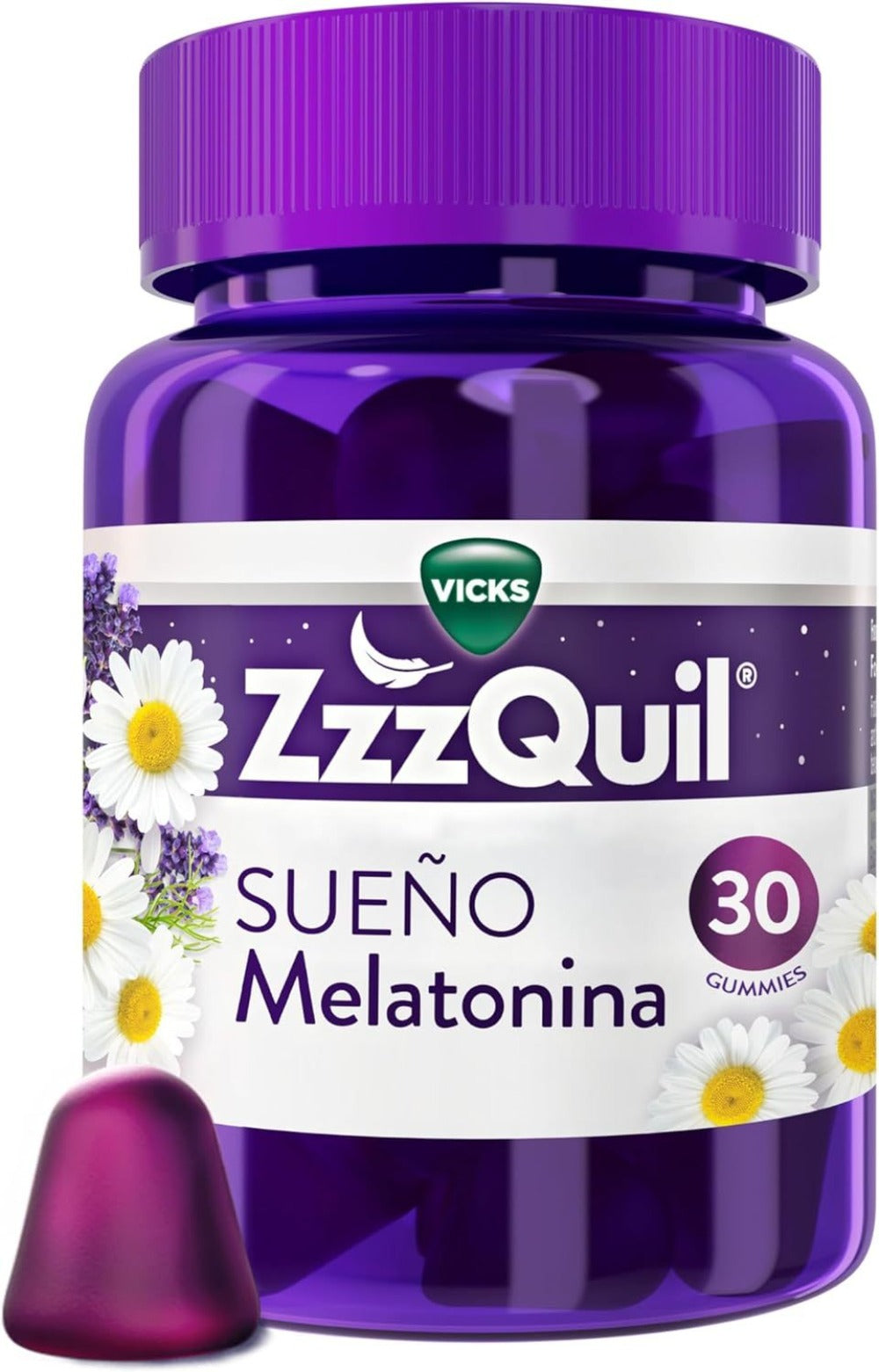 ZzzQuil Sueño Gummies de Melatonina 1mg con Valeriana, Complemento Alimenticio sabor Frutos del Bosque, 30 Gummies