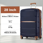 1/3 piezas de 20 pulgadas, 24 pulgadas y 28 pulgadas, maleta KONO, carrito, estuche de viaje - polipropileno, ligero, carcasa dura, 4 ruedas giratorias dobles y cerradura TSA