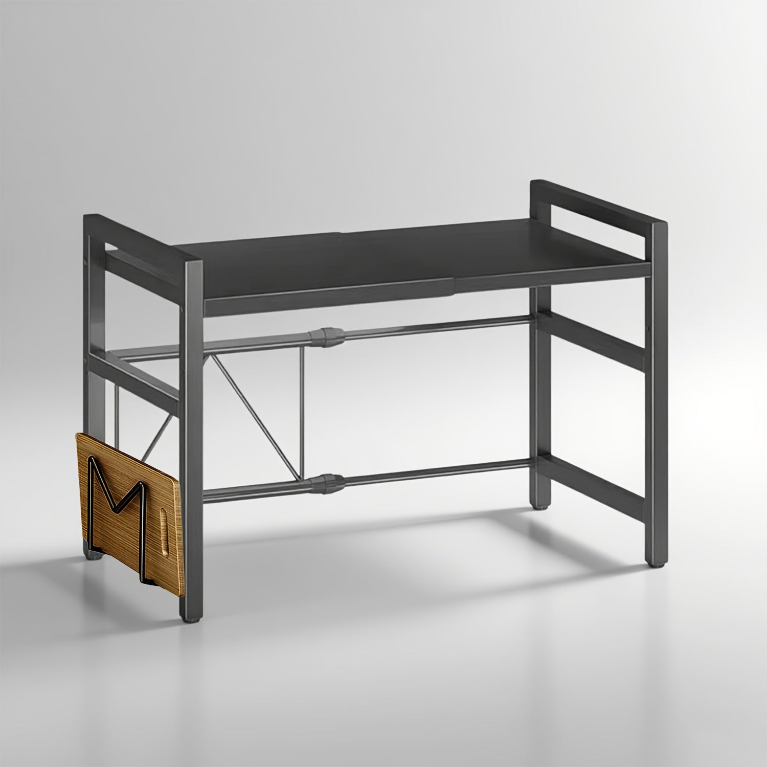 Estante de almacenamiento expandible de 2/3 niveles con 4 ganchos y soporte para tablas de cortar, estante de utilidad de encimera con altura y ancho ajustables, estante de almacenamiento para garaje, estante de almacenamiento vertical, extensible de 40-6