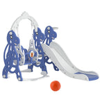 Tobogán infantil arqueado 4 en 1, tobogán infantil con columpio y canasta de baloncesto, longitud del tobogán 145 cm, apto para toboganes infantiles de interior y exterior, toboganes de jardín, toboganes para niños pequeños, parques infantiles