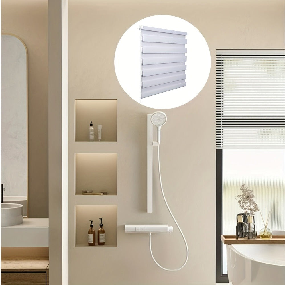 2 Piezas de Persianas Doble Rodillo - Semi-Transparentes y Opacas, Fácil Instalación Sin Taladro, 100% Poliéster, Diseño Lateral para Dormitorio, Sala o Baño, Decoración Hogareña Fácil de Limpiar, Estilo Clásico, Material Duradero, Persianas Ajustables pa