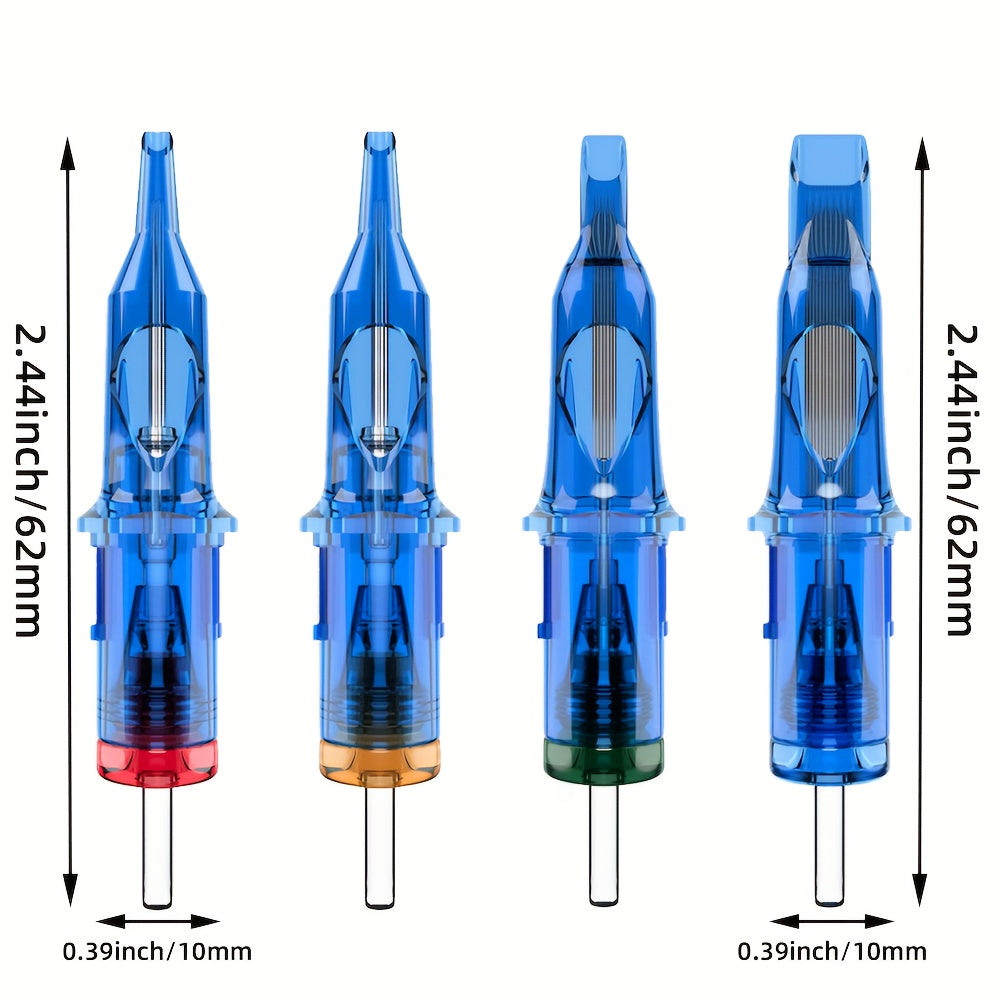 Agujas de Cartucho para Tatuaje POSEIDON V3 50pcs Tamaño Mixto, Agujas Estériles con Cartuchos de Seguridad con Membrana - 1203Rl, 1205RL, 1207RL, 1209RL, 1207RM, 1209RM, 1205RS, 1207RS, 1209RS, 1207M1