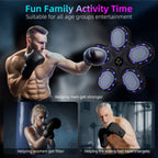 Máquina de Boxeo Musical Interactiva con Guantes, Carga USB, Material PE - Equipo de Entrenamiento en Casa y Reflejos para Adultos, Montaje en Pared, Negro