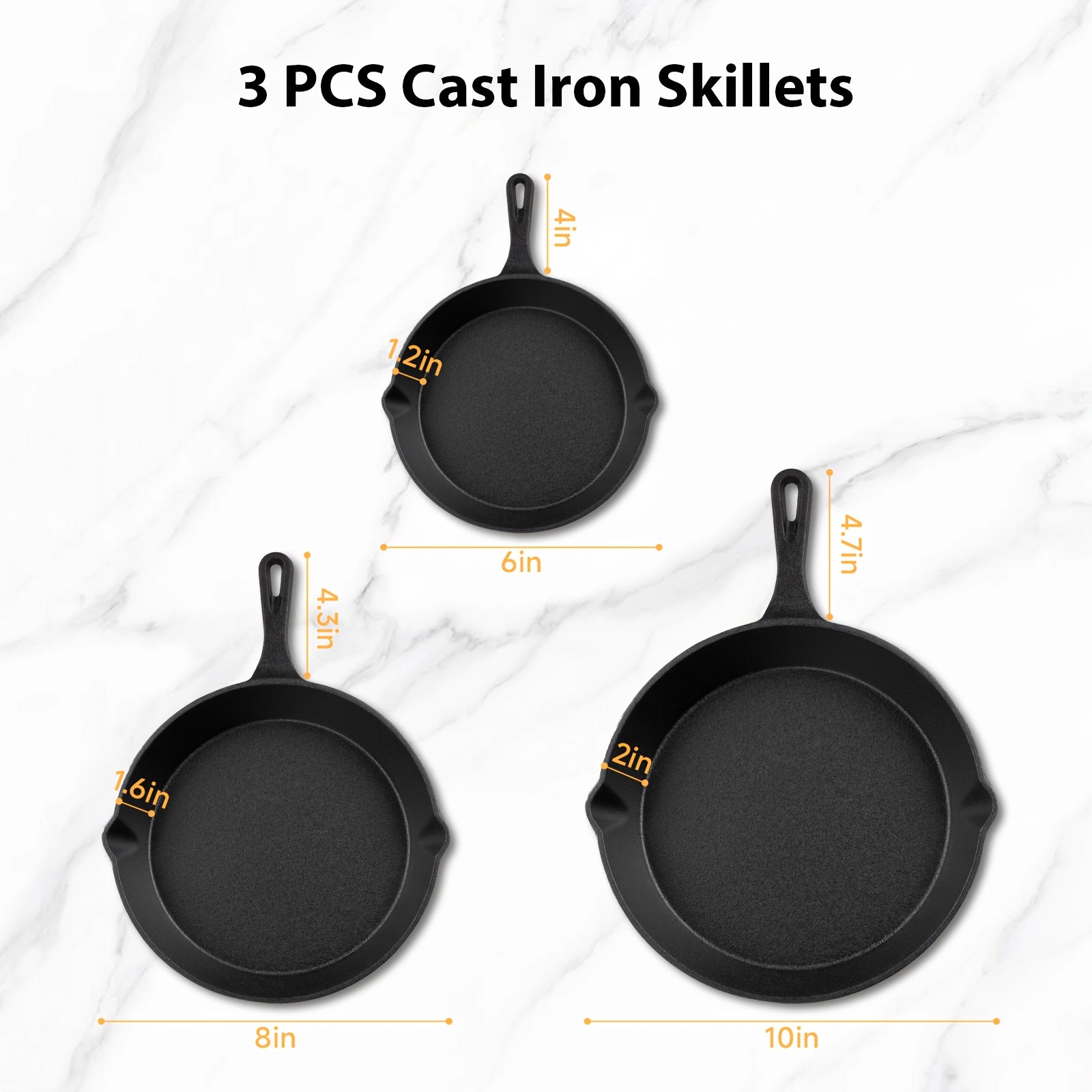 Juego de 3 Sartenes Antiadherentes, Sin Recubrimiento, Antiadherencia Duradera, Mangos Resistentes al Calor para Fácil Limpieza, Compatible Universalmente (Inducción, Gas, Eléctrico), Apto para Lavavajillas, Juego de Utensilios de Cocina para el Hogar