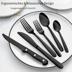 Juego de vajilla de acero inoxidable negro de 72 piezas, vajilla de acero inoxidable genuino, 60 piezas negro brillante, adecuado para 12 personas, juego de cubiertos de cuchillo, tenedor, cuchara, adecuado para bodas, fiestas, cumpleaños, restaurantes, a
