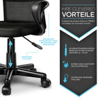 Silla de Oficina TRESKO® con Reposabrazos, Altura Ajustable Continua | Silla Giratoria de Malla Transpirable | Silla de Escritorio con Ruedas de Plástico Ligeras, Superficie Acolchada, Ajuste Ergonómico | Silla de Ordenador Ideal para Oficina en Casa, Hab