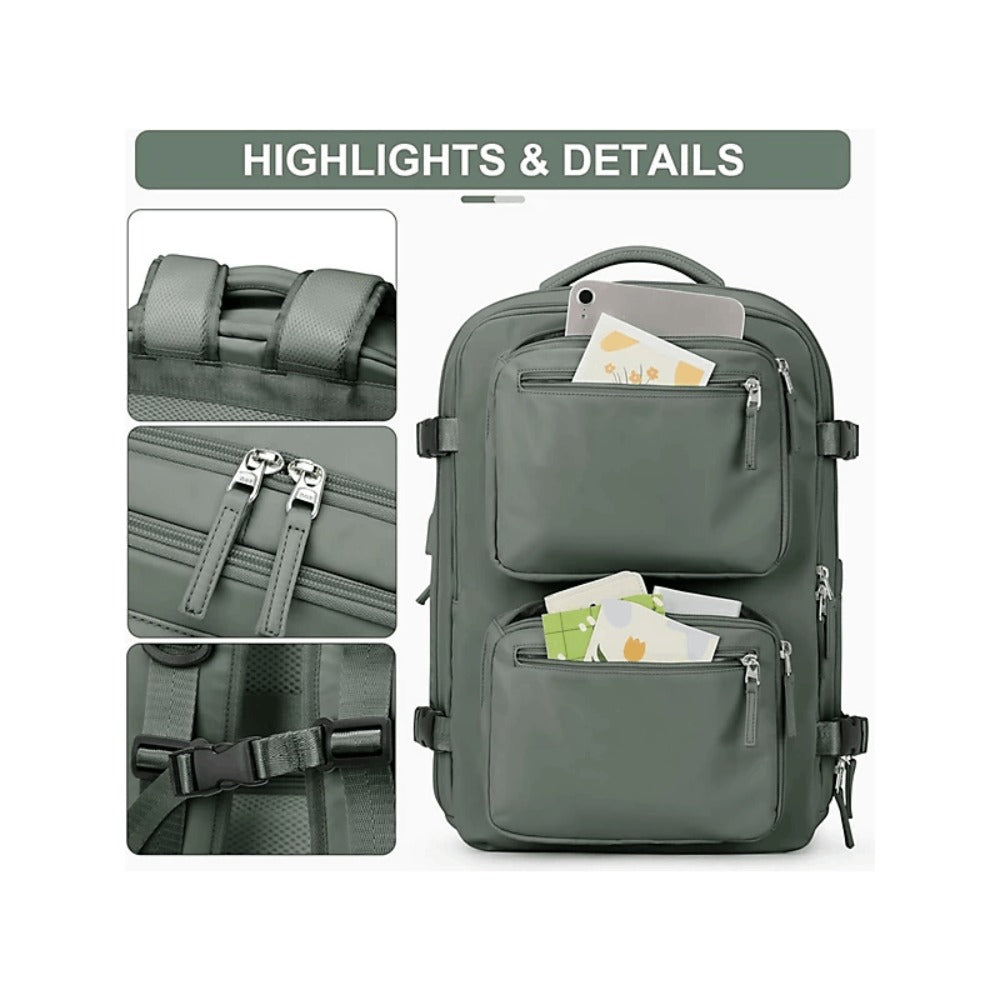 Mochila de Viaje para Cabina de Avion 45x32x18 para Vuelo Barato Equipaje de Mano y Espaciosa con Compartimento para Zapatos y Mochila Antirrobo Multifuncional para Viajes 2210.Travel Bag, Antirrobo, Negro, Bolsa de viaje
