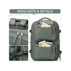 Mochila de Viaje para Cabina de Avion 45x32x18 para Vuelo Barato Equipaje de Mano y Espaciosa con Compartimento para Zapatos y Mochila Antirrobo Multifuncional para Viajes 2210.Travel Bag, Antirrobo, Negro, Bolsa de viaje