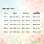 Juego de cama de 3/4 piezas apto para todas las estaciones, que incluye una sábana, una sábana ajustable y fundas de almohada. Medidas: 90 cm, 105 cm, 135 cm, 150 cm y 180 cm