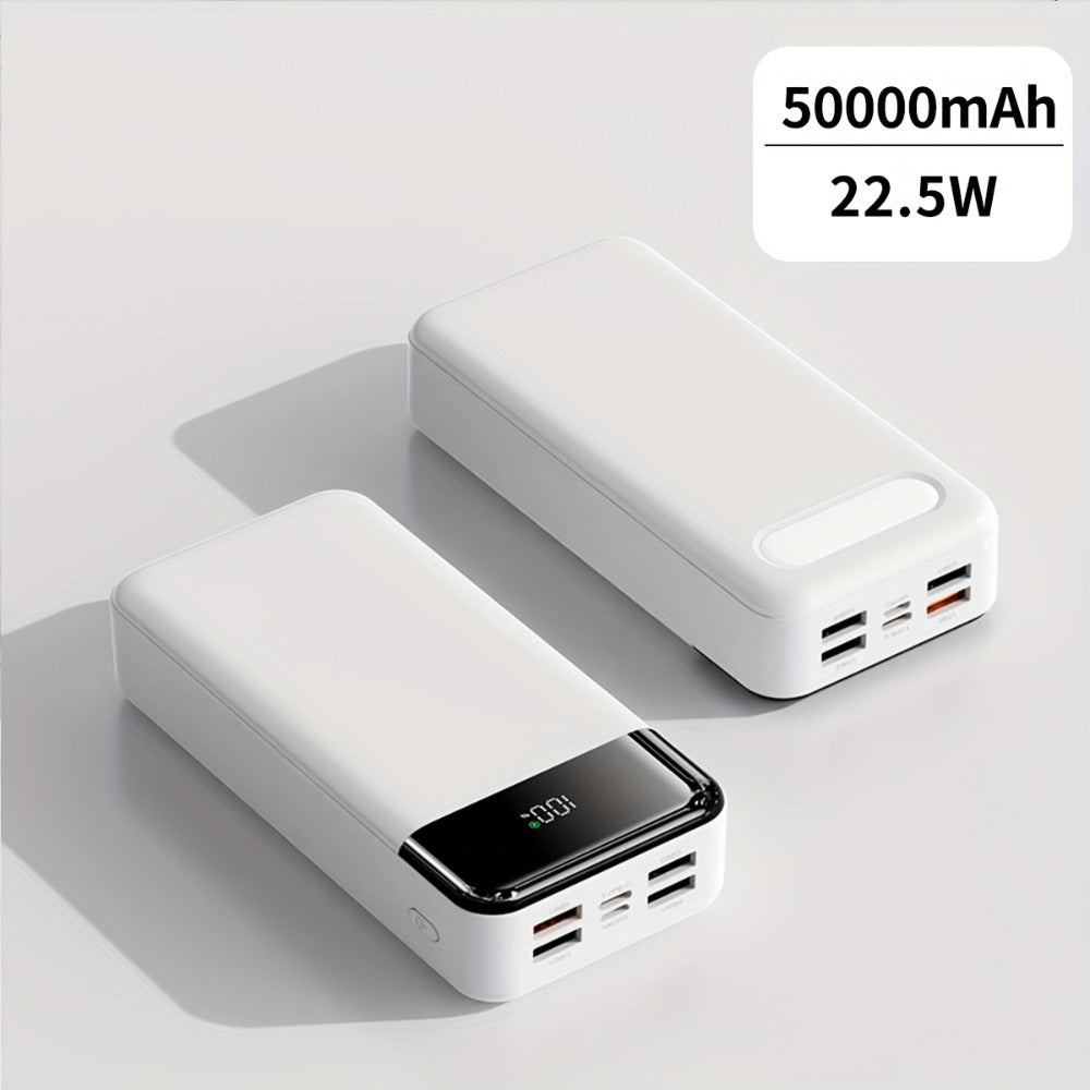 Power Bank de Alta Capacidad 50000mAh con Carga Súper Rápida, Interfases USB/Type-C/Micro, Equipado con Lámpara LED y Pantalla de Nivel de Batería. Adecuado para Cargar Rápido iPhone y Dispositivos Android. Fuente de Energía de Emergencia