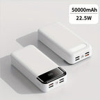 Power Bank de Alta Capacidad 50000mAh con Carga Súper Rápida, Interfases USB/Type-C/Micro, Equipado con Lámpara LED y Pantalla de Nivel de Batería. Adecuado para Cargar Rápido iPhone y Dispositivos Android. Fuente de Energía de Emergencia