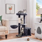 Costoffs Árbol de Gato con Plataforma de Altura de 87 Cm Árbol de Escalada con Cueva Cesta Postes de Sisal