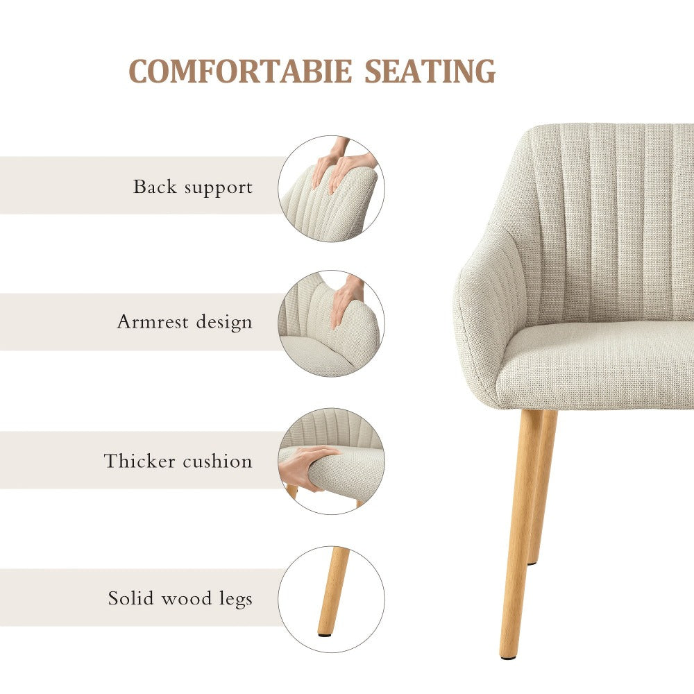 Juego de 2/4/6 sillas de comedor minimalistas con cómodo respaldo, reposabrazos y patas de madera
