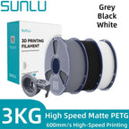 SUNLU Filamento PETG de Alta Velocidad, Filamento PETG para Impresión 3D, Menos Desprendimientos, Buena Adhesión de Capas, Alta Resistencia a la Tracción, Soporte para Impresión de Alta Velocidad de 50-600 mm/s, 3kg (6.6lbs)