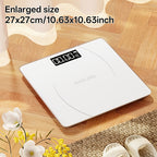 Báscula de baño de alta precisión, báscula electrónica de cuerpo con pantalla LCD ultradelgada con visualización de temperatura, inicio automático al pesar, pesaje hasta 180 kg, cambio de unidad LB/KG, diseño de plataforma de vidrio templado antideslizant