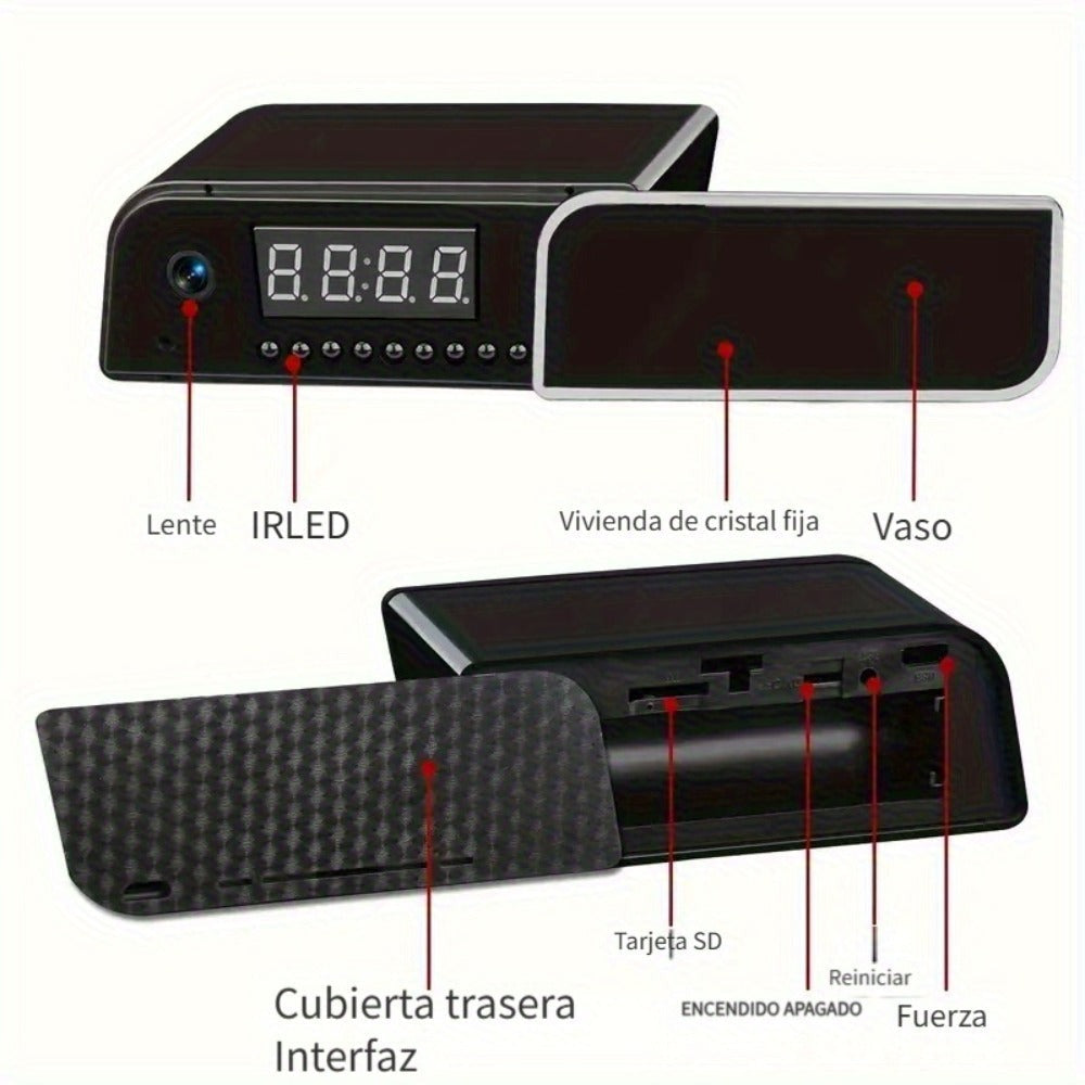 Cámara de Reloj Rectangular Inteligente, Cámara Inalámbrica Wifi 1080P con Visión Nocturna, Detección de Movimiento y Visualización Remota, Cámara de Vigilancia para Bebés/Personas Mayores/Mascotas, Seguridad Interior para el Hogar, Decoración de Escritor