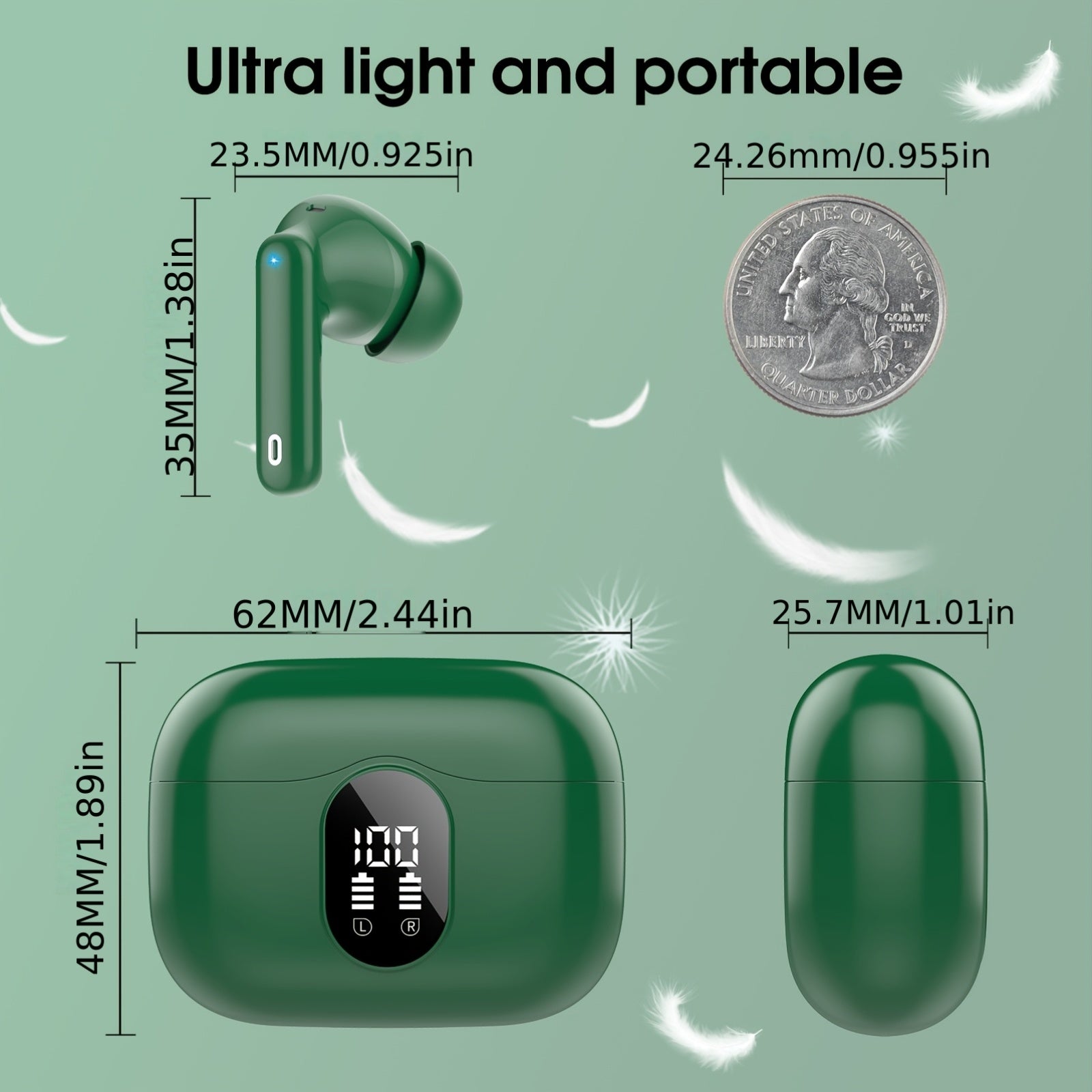 Auriculares Bluetooth | Auriculares inalámbricos 5.3 con estéreo de graves profundos, 36 horas de reproducción y estuche de carga LED, micrófonos