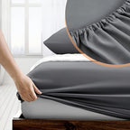 Paquete de 2 Sábanas Ajustables de 100% Poliéster Jersey 130gsm, Color Aleatorio, Sábana de Lino Completo, Falda de 30cm, Hipoalergénica, Sábana Transpirable, Adecuada Para Dormitorio, Residencia Estudiantil Y Habitación De Invitados, Lavable A Máquina, R