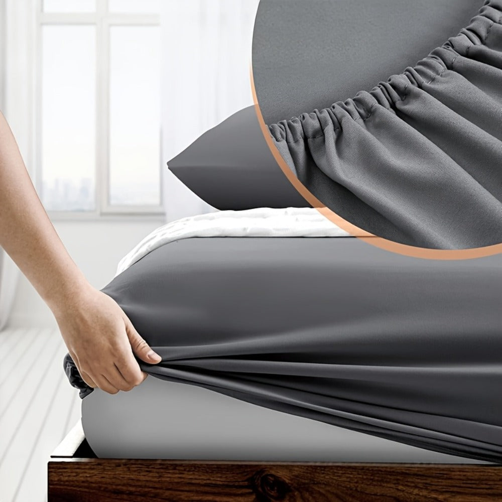 Paquete de 2 Sábanas Ajustables de 100% Poliéster Jersey 130gsm, Color Aleatorio, Sábana de Lino Completo, Falda de 30cm, Hipoalergénica, Sábana Transpirable, Adecuada Para Dormitorio, Residencia Estudiantil Y Habitación De Invitados, Lavable A Máquina, R