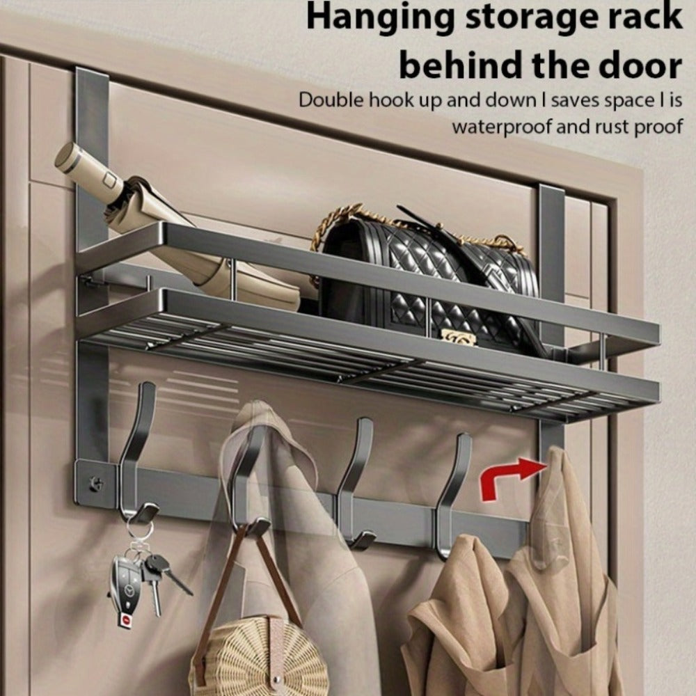 1 estante de almacenamiento para colgar sobre la puerta, fácil de instalar, sin necesidad de taladrar, estilo contemporáneo, extremo pintado, organizador de almacenamiento que ahorra espacio, adecuado para dormitorio, baño y cocina