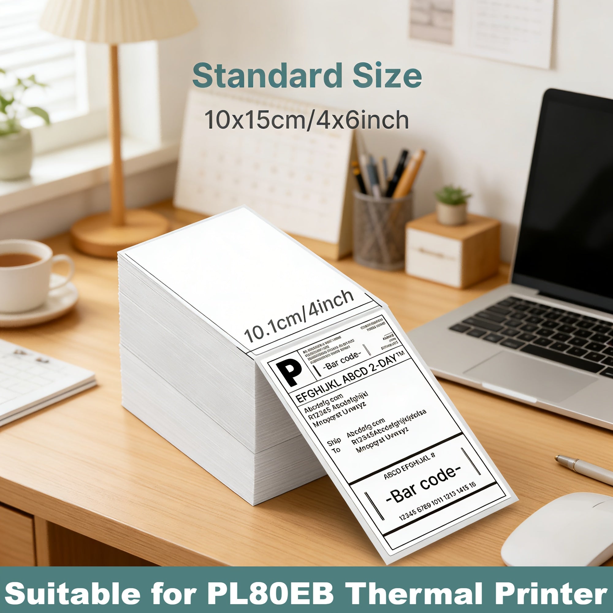 Etiquetas de Envío Térmicas 4X6, Paquete de 520 Etiquetas Térmicas Perforadas Directas Compatibles con la Impresora de Etiquetas PL80EB para Envíos, Empaquetado, Hogar, Oficina, Transportista, Pequeña Empresa
