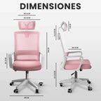 RELAXTY Silla de Oficina Ergonómica – Ajustable y Reclinable con Reposacabezas, Soporte Lumbar, Malla Transpirable y Ruedas 360° | Soporta Hasta 100 kg
