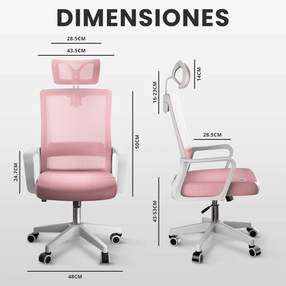 RELAXTY Silla de Oficina Ergonómica – Ajustable y Reclinable con Reposacabezas, Soporte Lumbar, Malla Transpirable y Ruedas 360° | Soporta Hasta 100 kg