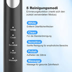 Cepillo de dientes sónico eléctrico para adultos con modos inteligentes y recargable por USB, tecnología de ondas de sonido apta para dientes y encías sensibles, cerdas suaves, 6 cabezales de cepillo, estuche de viaje y soporte de pared, apto para viajes,