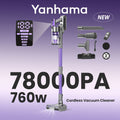 Aspiradora inalámbrica Yanhama/ 78000PA/ Aspiradora inalámbrica 8 en 1/ con cepillo antienredos/ 70 minutos de autonomía/ Aspiradora inalámbrica con pantalla LED/ Aspiradora de mano para pelo de mascotas, suelos duros, alfombras, limpieza de primavera del