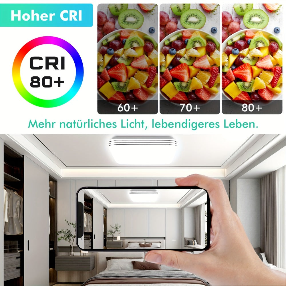 Lámpara de techo | Lámpara de techo LED cuadrada 18W 24W 36W 48W blanco frío 6500k, iluminación interior para dormitorio, sala de estar, cocina
