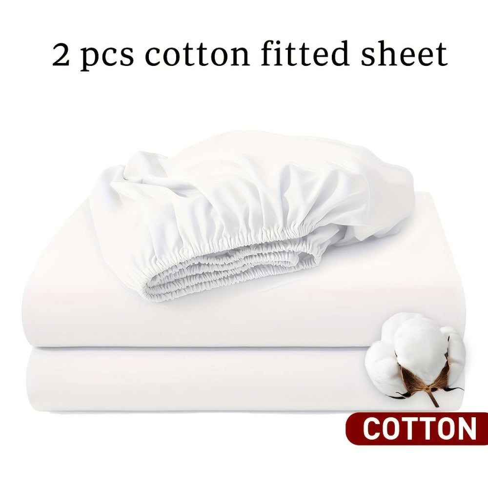 Juego de 2 sábanas bajeras, 100 % algodón, disponibles en varios colores. Sábana bajera/protector de colchón/funda de colchón, hecha de material de algodón suave, transpirable y cómodo (no incluye fundas de almohada).