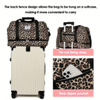 Maleta moderna con estampado de leopardo y amplio espacio, con compartimento separado para zapatos, correa de hombro ajustable, ideal para el gimnasio, yoga y escapadas de fin de semana, así como actividades de ocio y camping al aire libre
