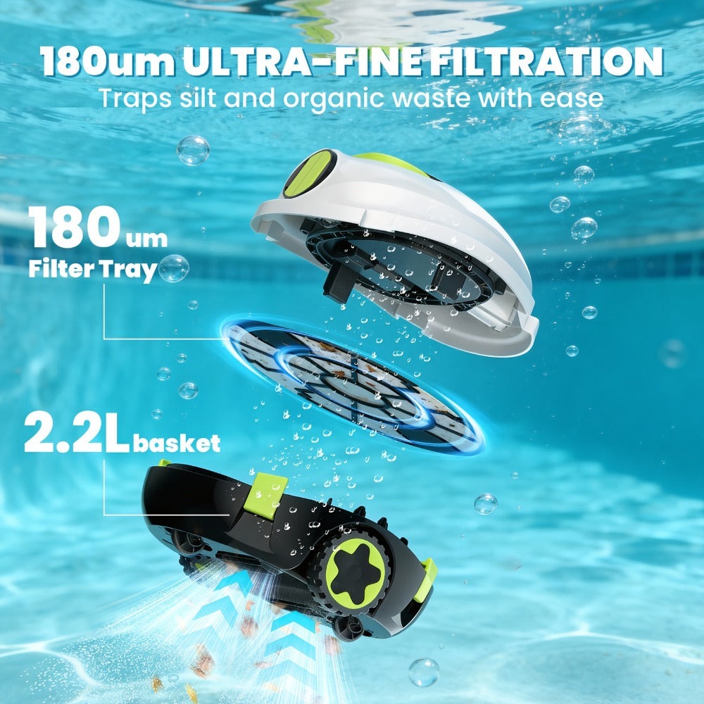Limpiadora de piscina inalámbrica INSE Y10 - Esencial para la limpieza de primavera, motor de 40W, doble succión, succión de 46000Pa, cesta de filtro de 2.2L, apta para piscinas de más de 2.5m, IPX8, autoestacionamiento, segura para todas las edades