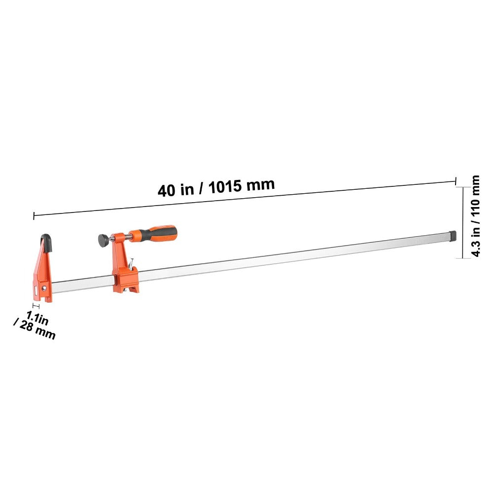 Abrazaderas de barra VEVOR para carpintería, paquete de 2 abrazaderas/espaciadoras de 36" de largo, abrazadera F de cambio rápido con límite de carga de 600 libras, profundidad de garganta de 2.5", hierro fundido y acero al carbono, abrazaderas de madera