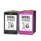 Paquete de 2 Cartuchos de Tinta de Alto Rendimiento 305XL para HP 305 305XL Compatible con HP Deskjet 2700 2710 2720 2722 Deskjet Plus 4100 4120 4130 Envy 6000 6010 6020 6032 Envy Pro 6400 6420 - Negro y Tricolor