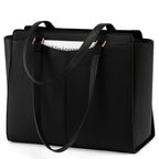 RAINSMORE Bolso para portátil de 14 pulgadas para mujer, bolso de mano de cuero sintético , bolso de hombro para desplazamientos, adecuado para oficina de negocios y escuela, , talla M