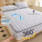 1 pieza Protector de colchón impermeable de alta calidad, sábana bajera ajustada, fabricada con tecnología de gofrado Soundwave, cubrecama suave y cómodo, lavable a máquina, apto para dormitorios, hoteles, residencias estudiantiles, fundas de almohada y r