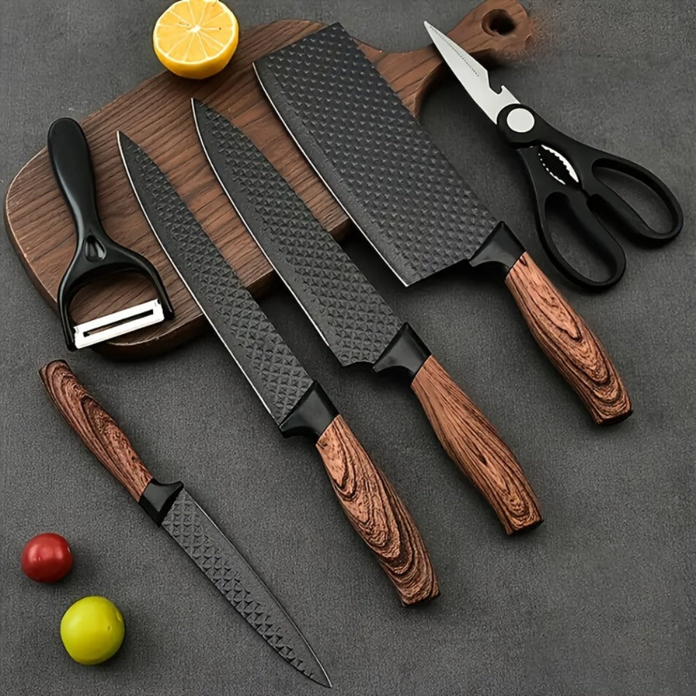 [Especial del Chef | Cuchillo de Cocina] Juego de 6 Cuchillos Profesionales Ultra Afilados, Cuchillo para Cortar Verduras, Cuchillo para Picar Carne, Cuchillo para Frutas, Tijeras Multiusos, Juego de Cuchillos de Cocina Adecuado para Hogar, Cocina, Cocina