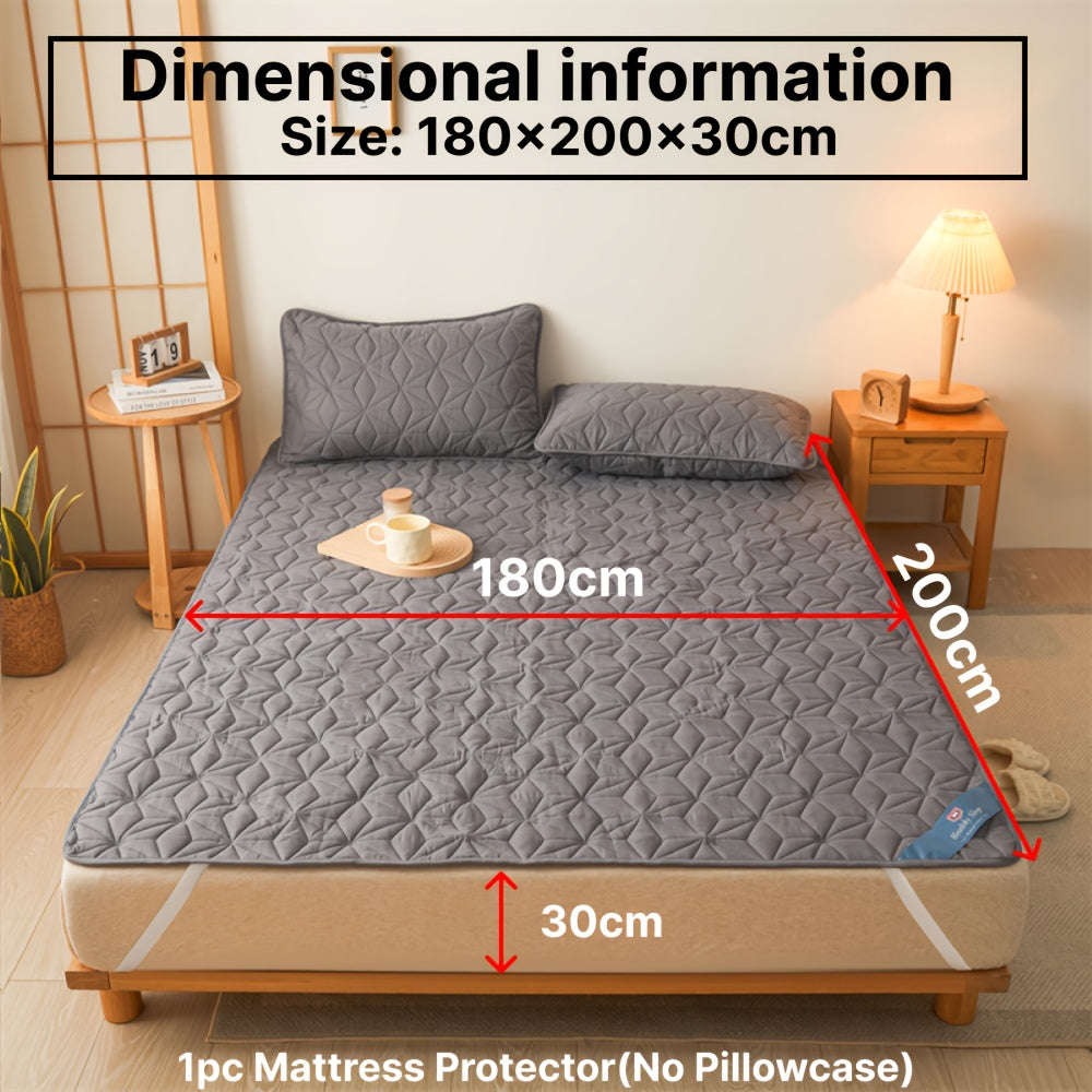 1 Protector de colchón acolchado impermeable, funda de colchón transpirable con correas elásticas para cubre cama (sin funda de almohada), topper de colchón antideslizante para todas las estaciones